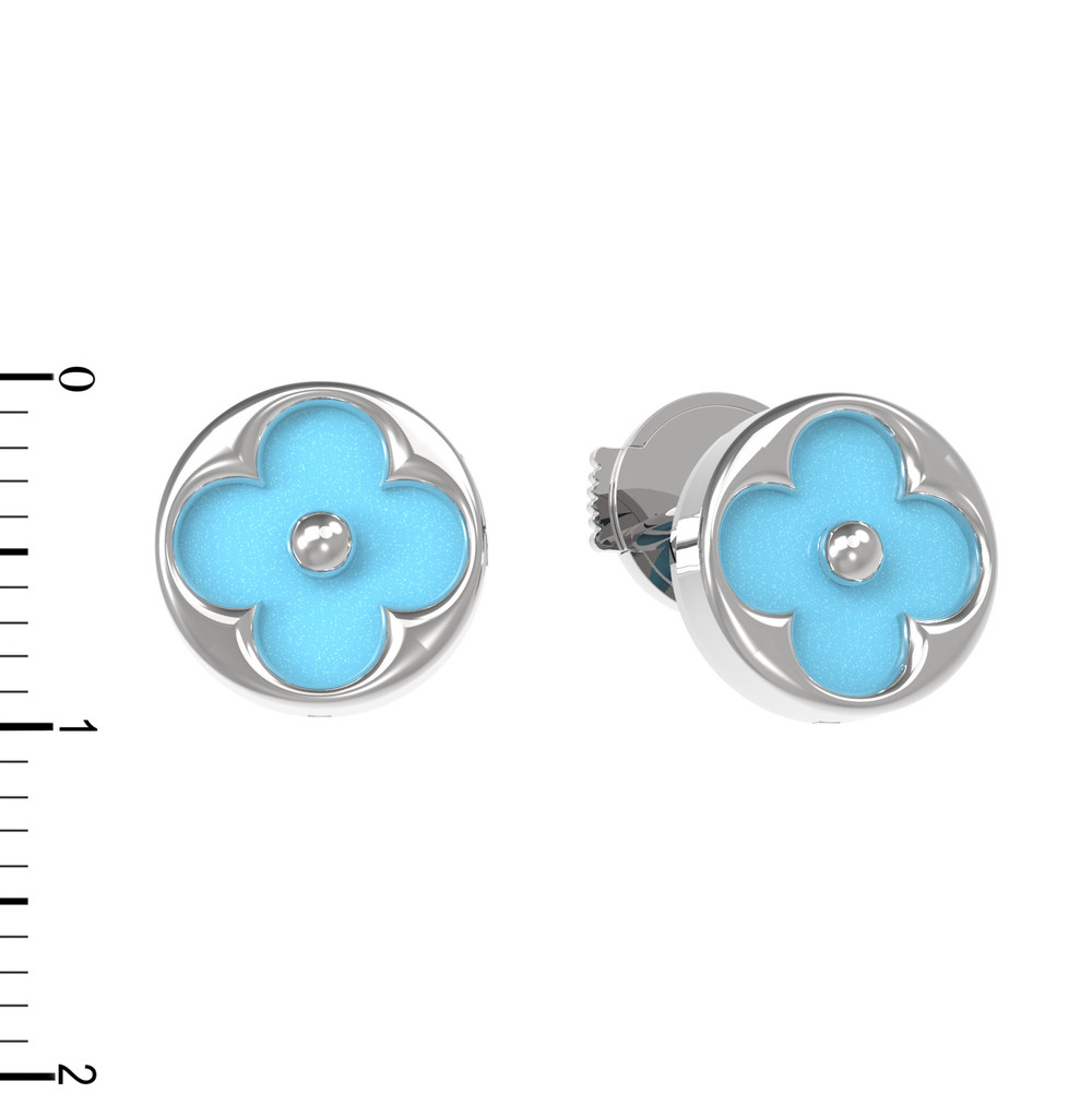 Серьги из белого золота c бирюзой