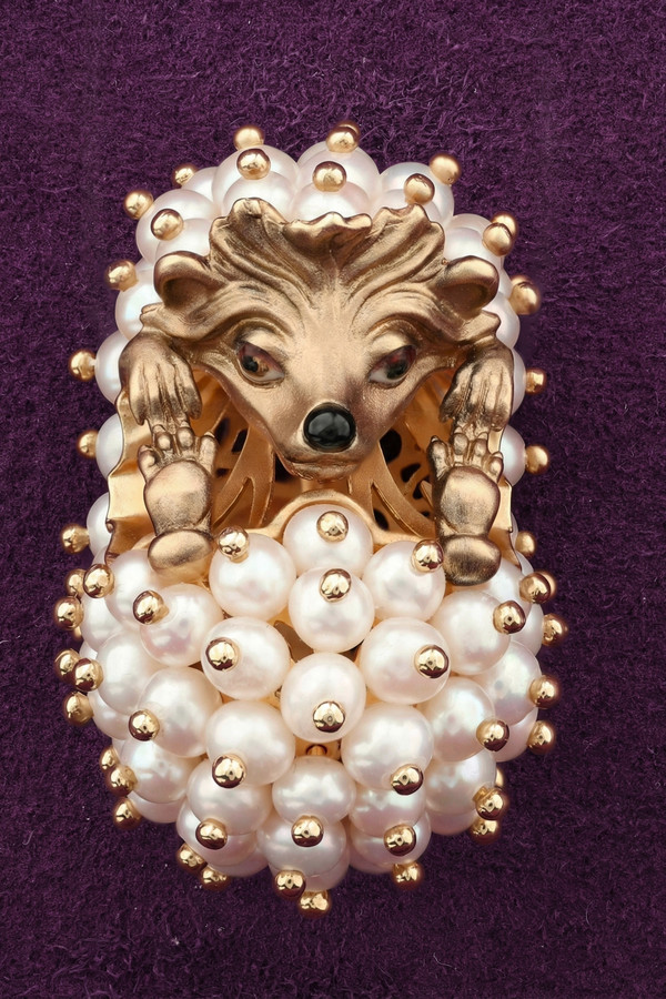 Подвеска из золота c эмаль и жемчугом