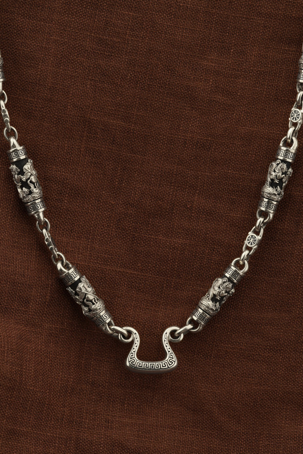 Цепь из белого золота c эмаль и эбеновым деревом