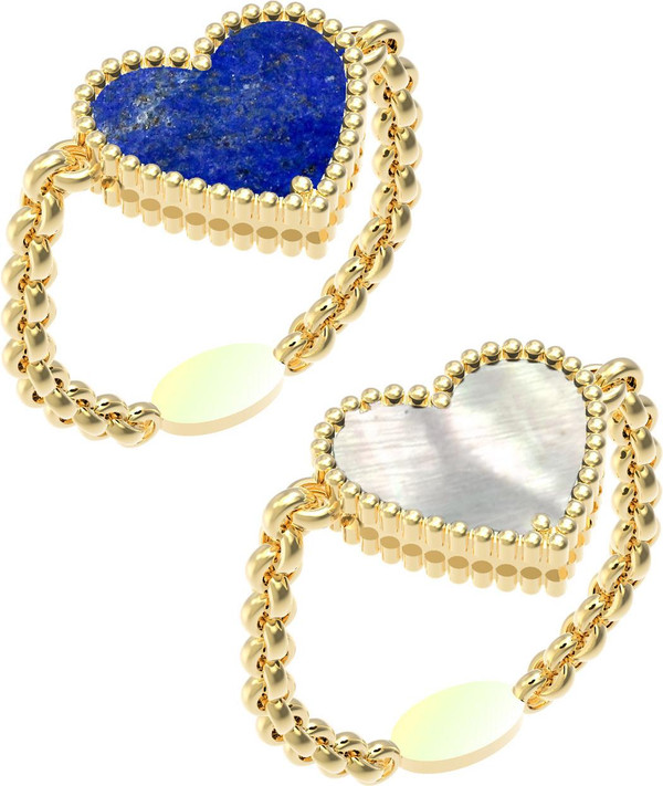 Кольцо из лимонного золота c лазуритом и перламутром