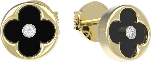 Серьги из лимонного золота c бриллиантами и ониксом