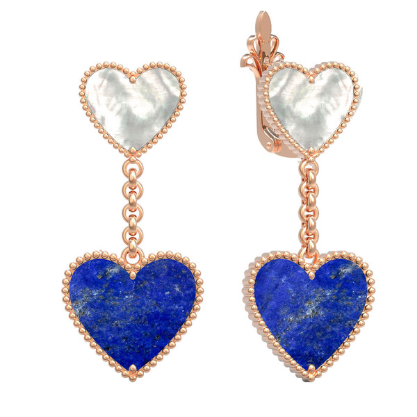 Серьги из золота c лазуритом и перламутром