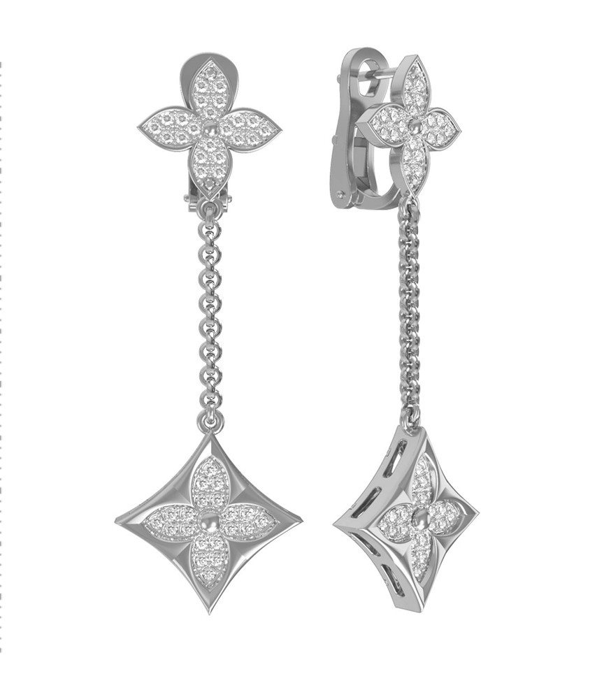 Серьги из белого золота c бриллиантами