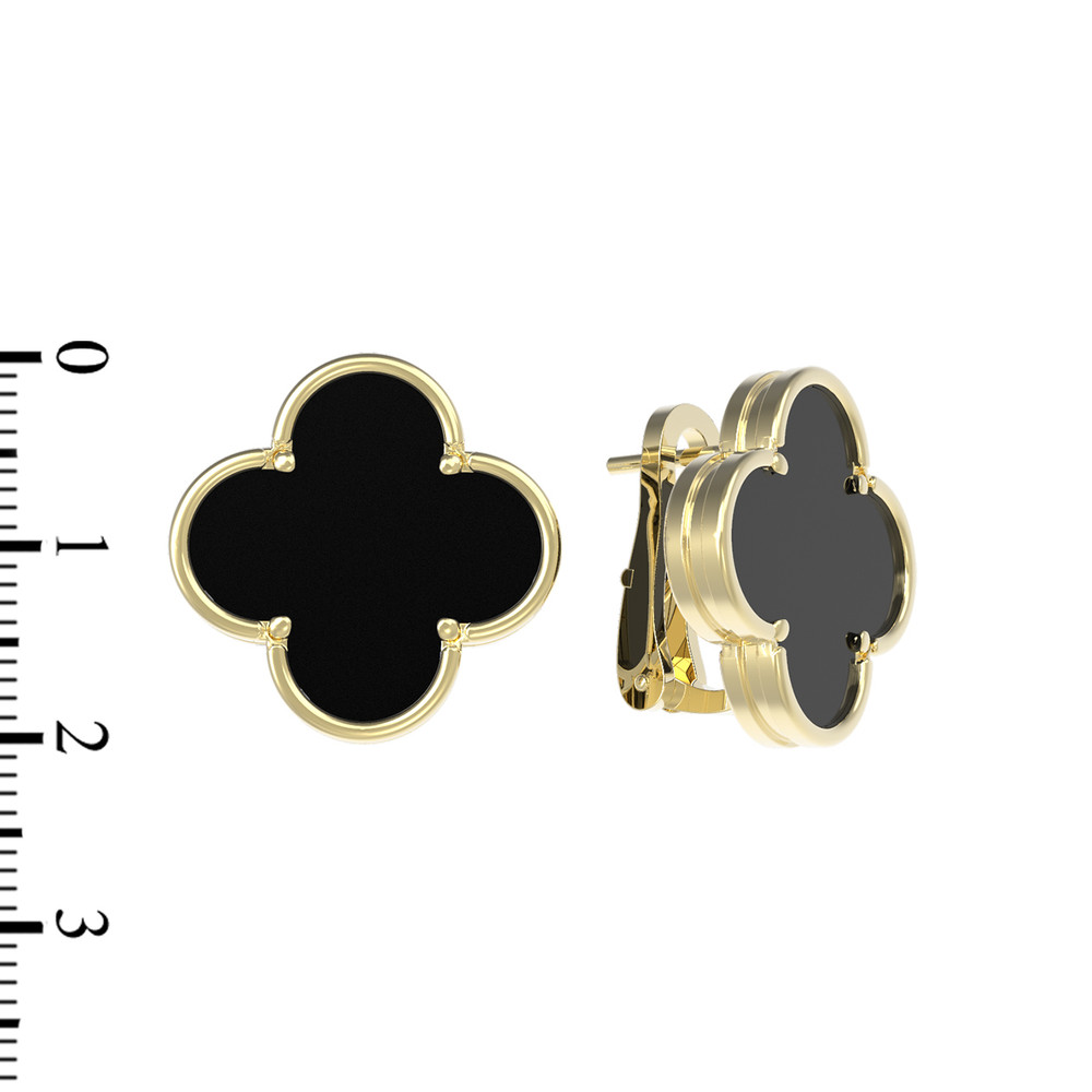 Серьги из лимонного золота c ониксом