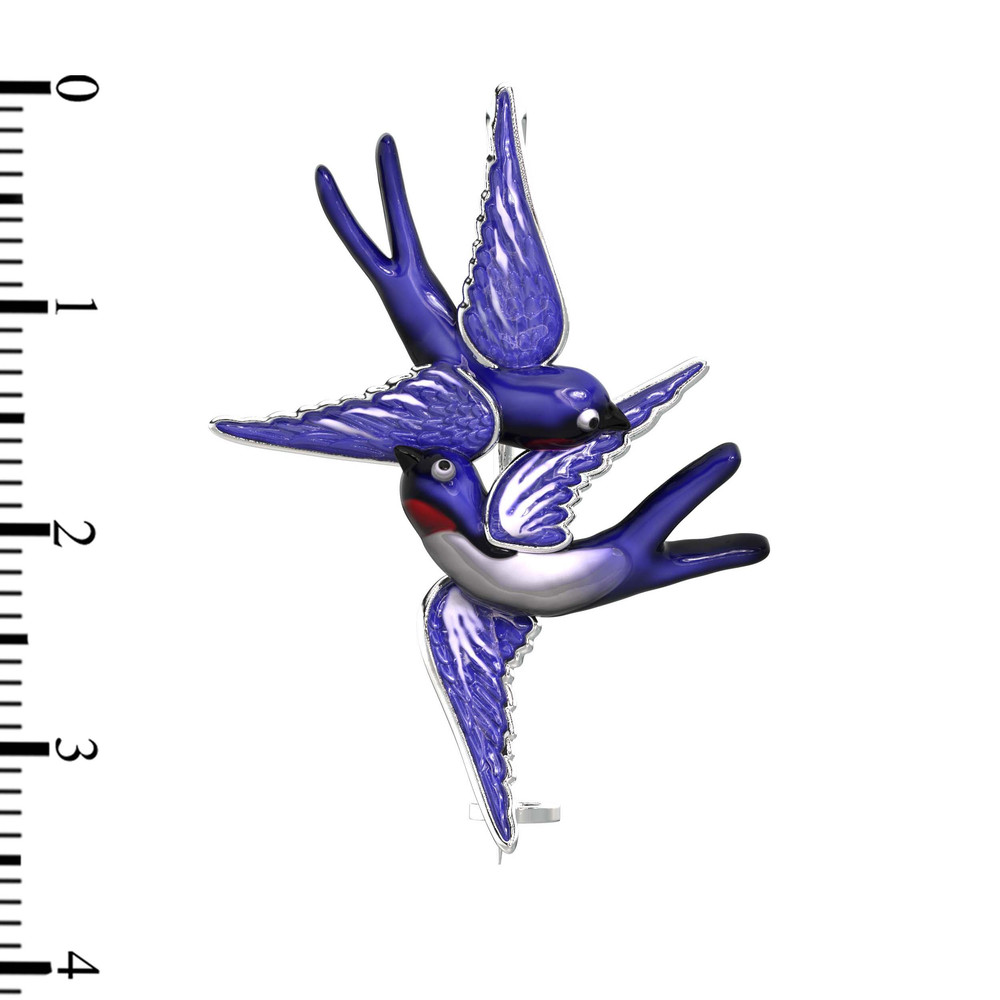 Брошь из белого золота c эмаль