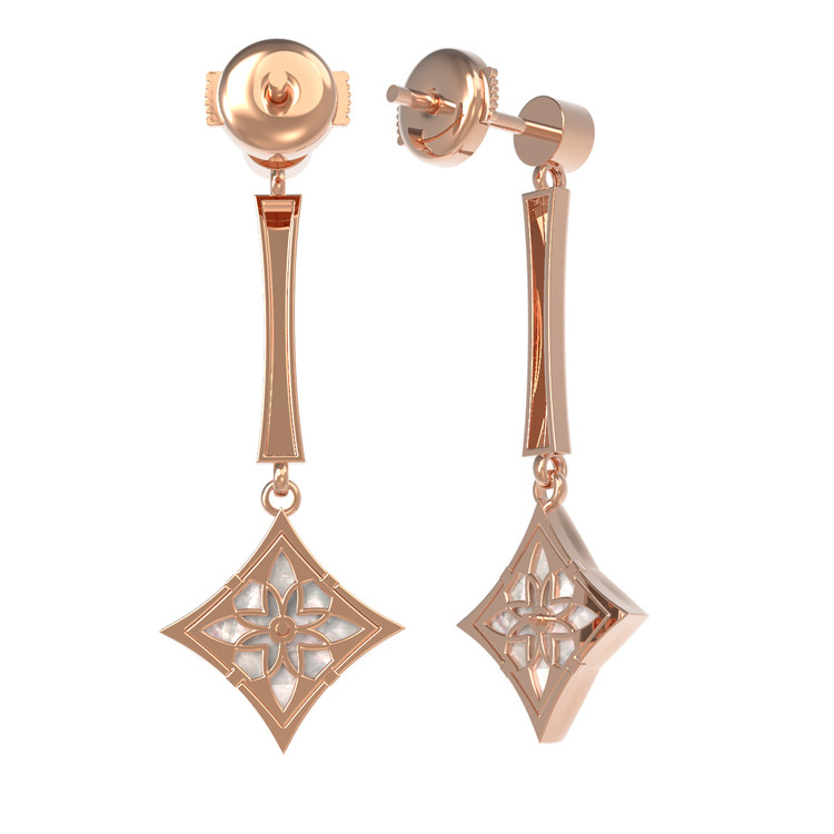 Серьги из золота c фианитом и перламутром