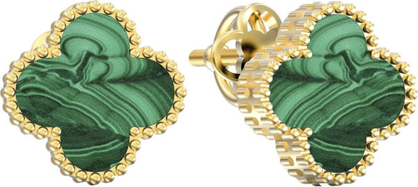 Серьги из лимонного золота c малахитом