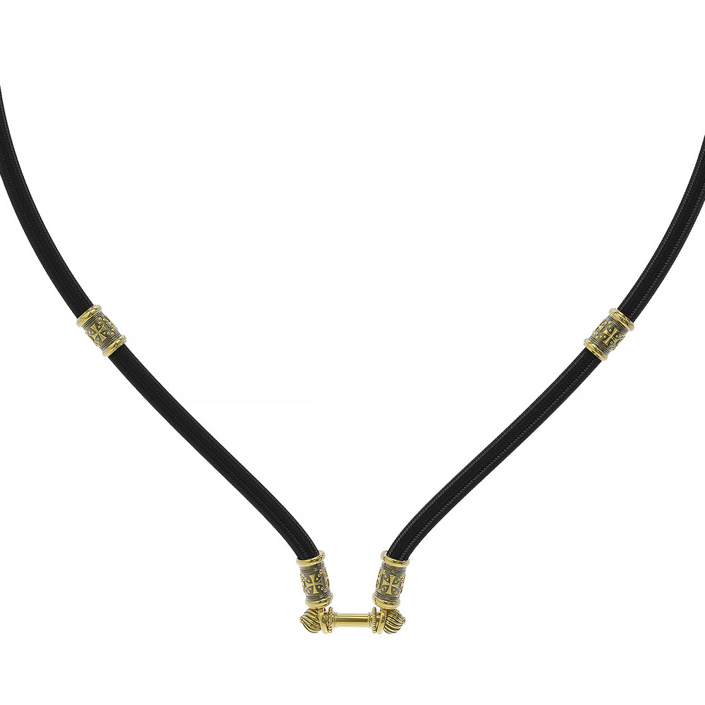 Шнурок шёлковый из лимонного золота c шёлковым шнурком