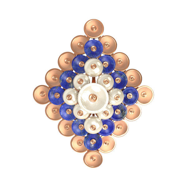 Подвеска из золота c лазуритом и перламутром