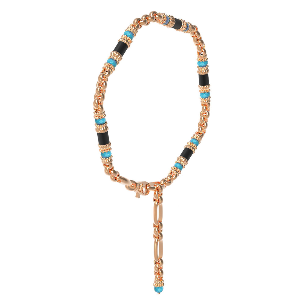 Браслет из золота c бирюзой и ониксом