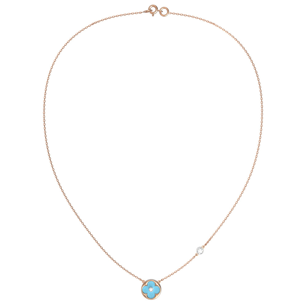 Колье из золота c бриллиантами и бирюзой