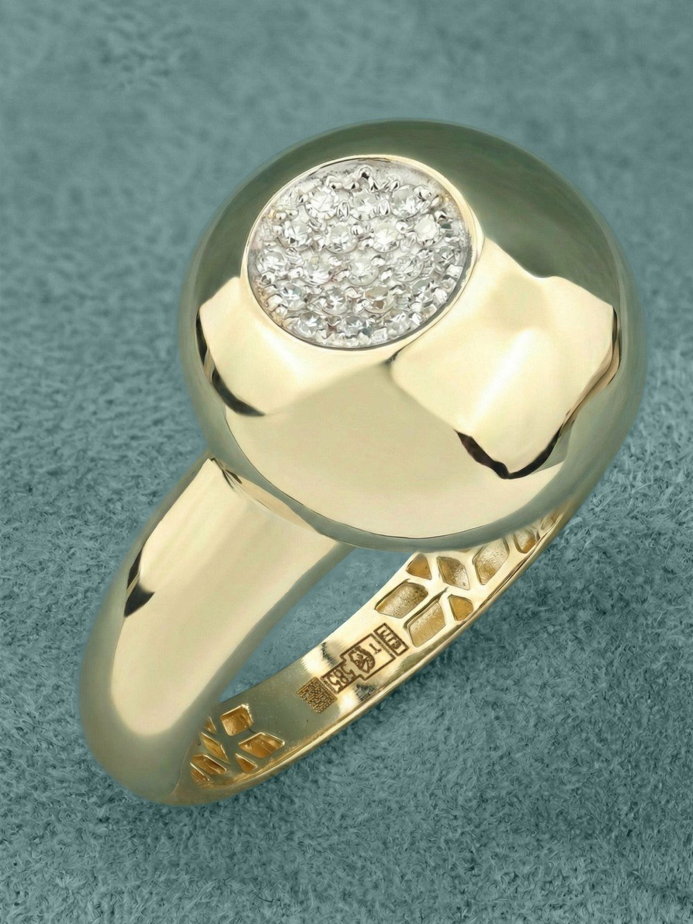 Кольцо из лимонного золота c бриллиантами