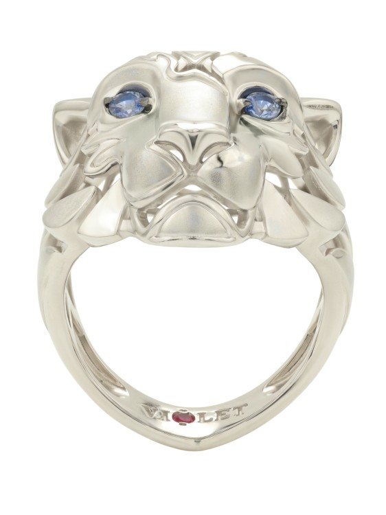 Кольцо из белого золота c сапфиром и рубином