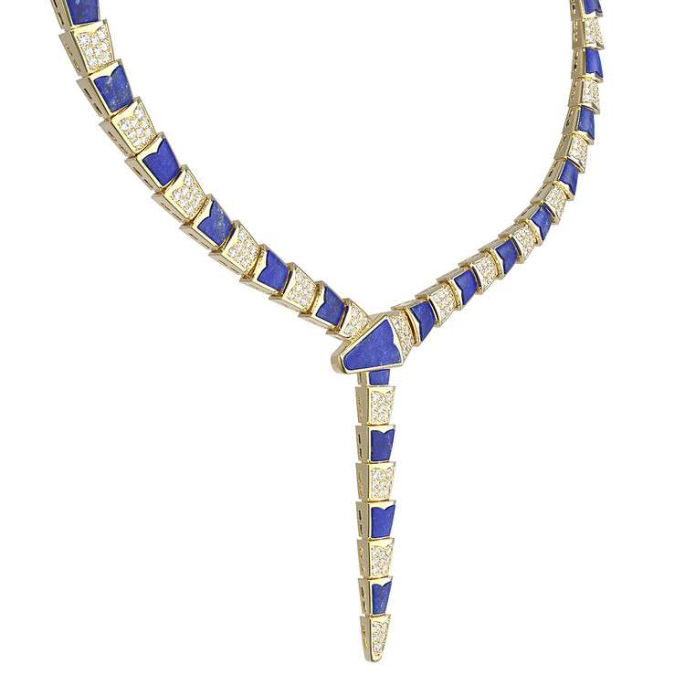 Колье из лимонного золота c бриллиантами и лазуритом