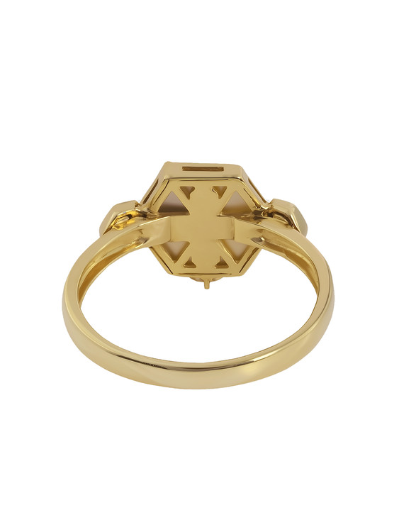 Кольцо из золота c бриллиантами и перламутром