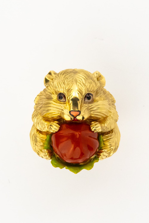 Кольцо из лимонного золота c эмалью