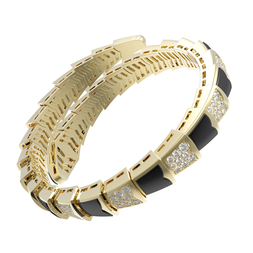 Браслет из лимонного золота c бриллиантами и ониксом