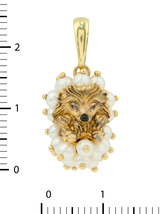 Подвеска из лимонного золота c эмалью и жемчугом