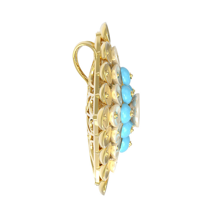 Подвеска из лимонного золота c бирюзой и перламутром