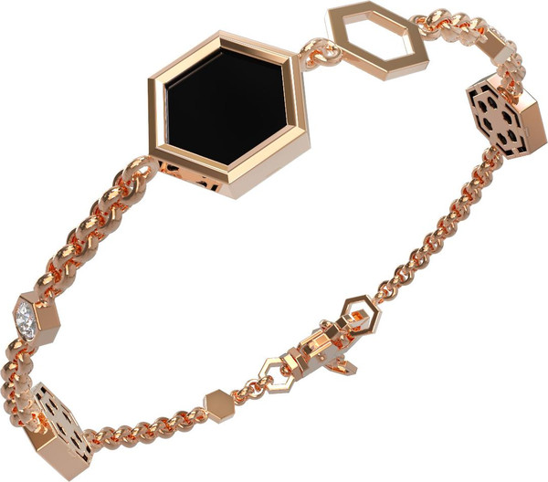 Браслет из золота c бриллиантами, ониксом и перламутром