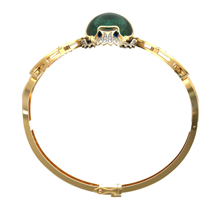 Браслет из лимонного золота c эмалью, фианитом, турмалином и эмалью