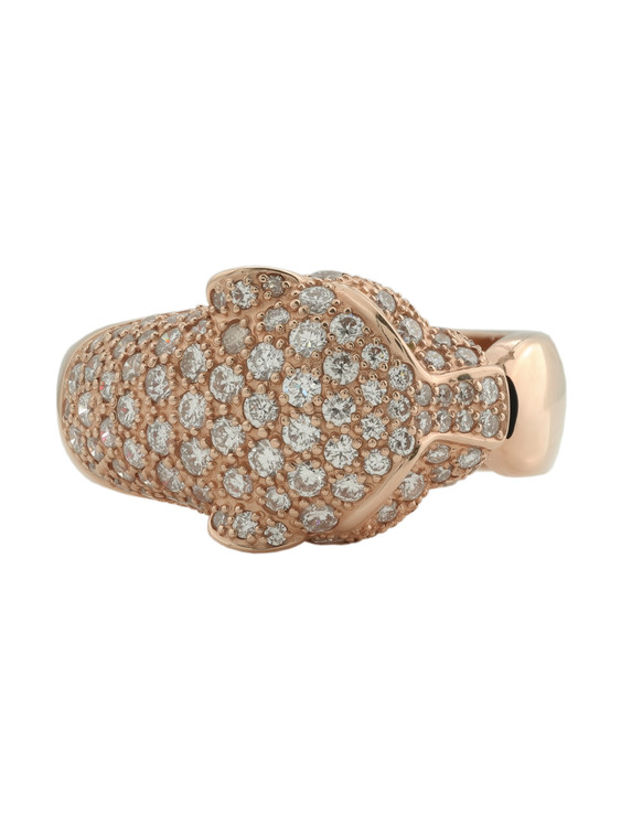 Кольцо из розового золота c бриллиантами, изумрудом и ониксом