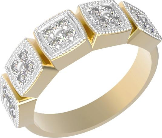 Кольцо из лимонного золота c бриллиантами