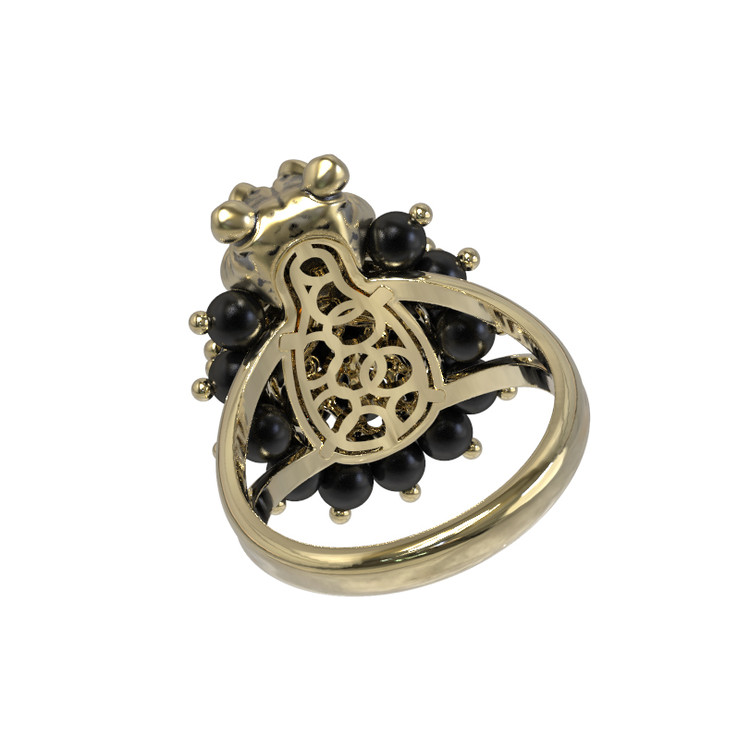 Кольцо из лимонного золота c эмаль и ониксом
