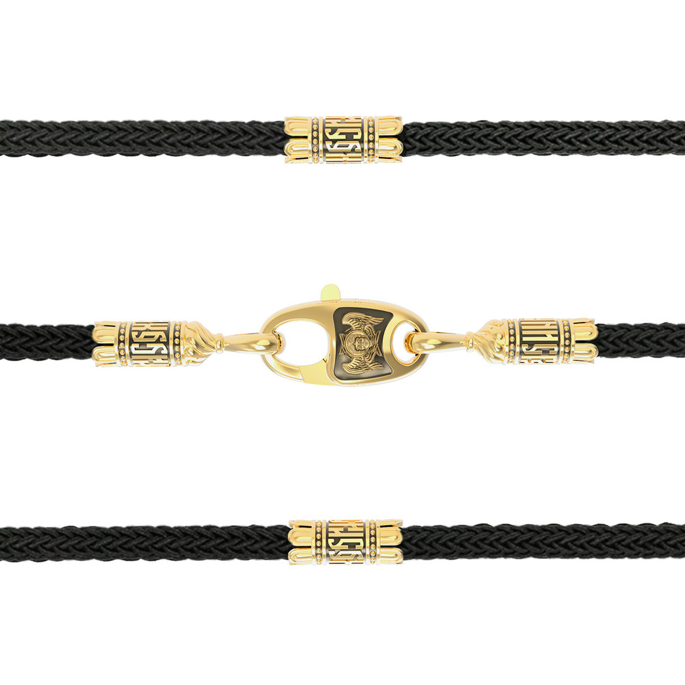 Шнурок шёлковый из лимонного золота c шёлковым шнурком