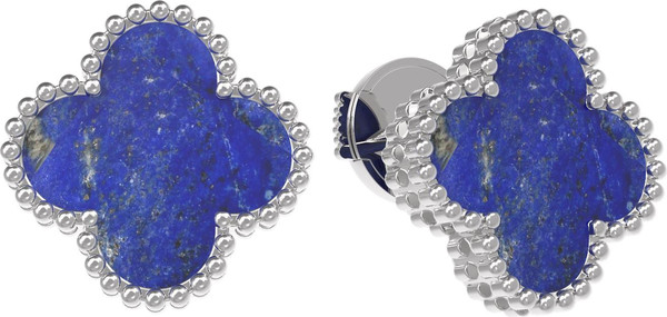 Серьги из белого золота c лазуритом