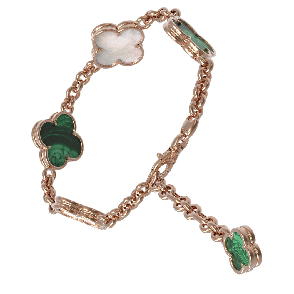 Браслет из золота c малахитом и перламутром