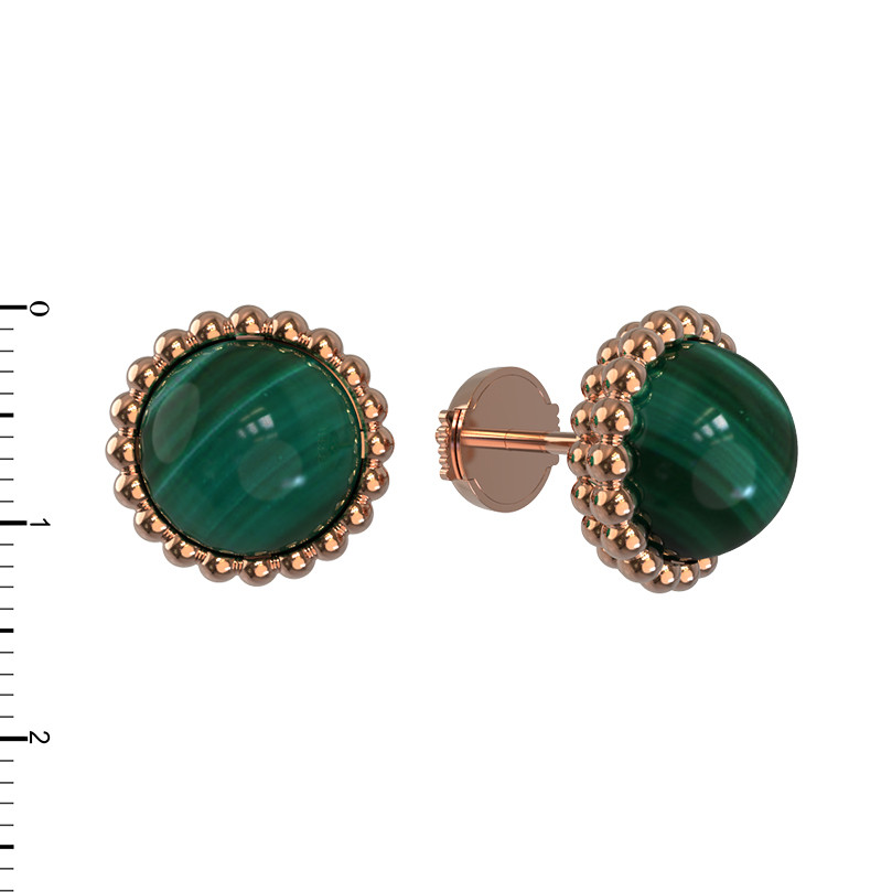 Серьги из золота c малахитом