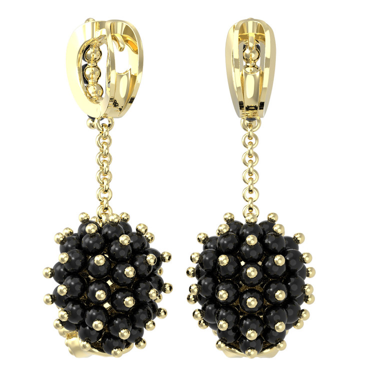 Серьги из лимонного золота c эмаль и ониксом