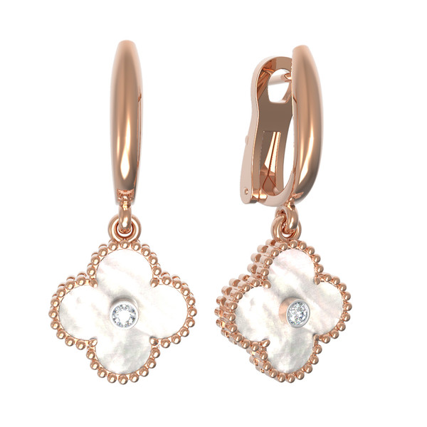 Серьги из золота c бриллиантами и перламутром