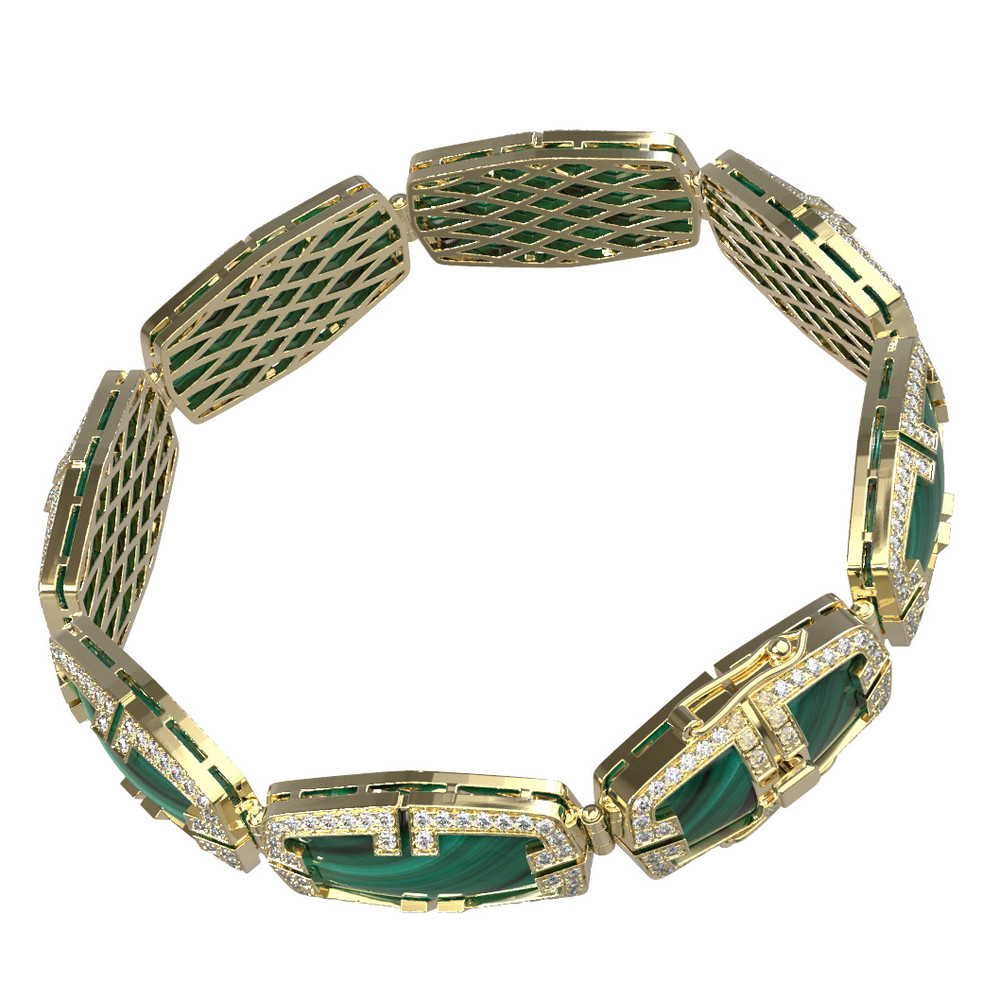 Браслет из лимонного золота c бриллиантами, рубином и малахитом