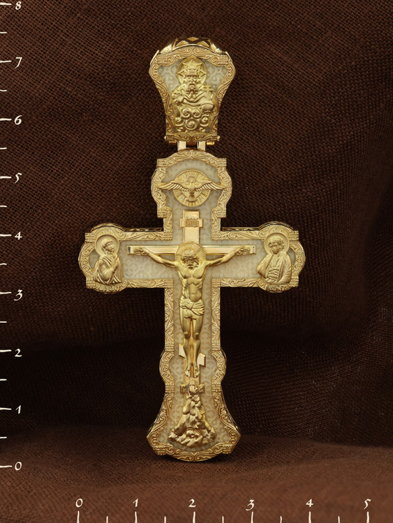 Крест из лимонного золота c бивнем мамонта