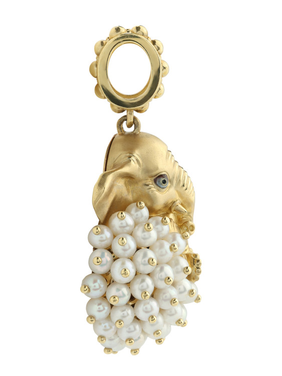 Подвеска из лимонного золота c эмаль и жемчугом