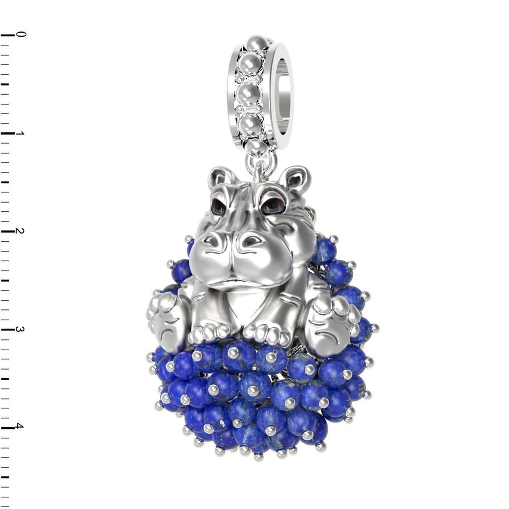 Подвеска из белого золота c эмалью и лазуритом