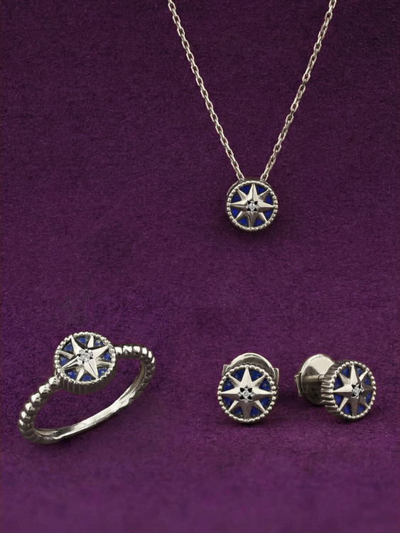 Кольцо из белого золота c бриллиантами и лазуритом