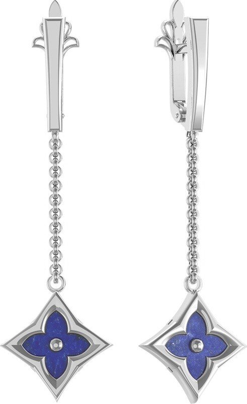 Серьги из белого золота c лазуритом