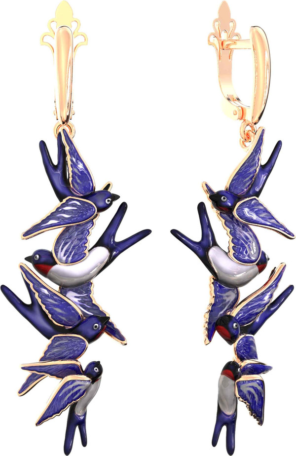 Серьги из золота c эмаль