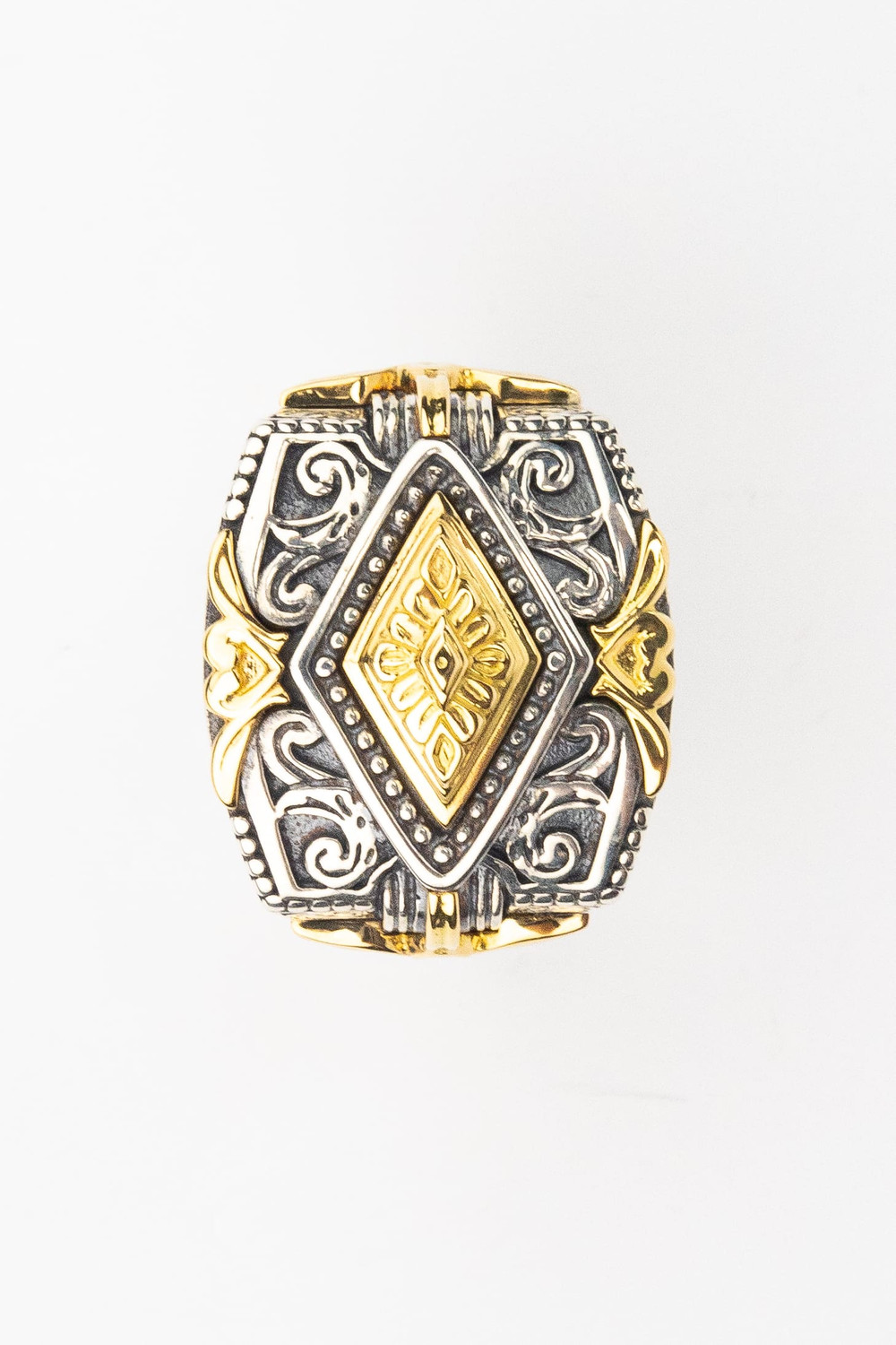 Кольцо из серебра и золота c рубином