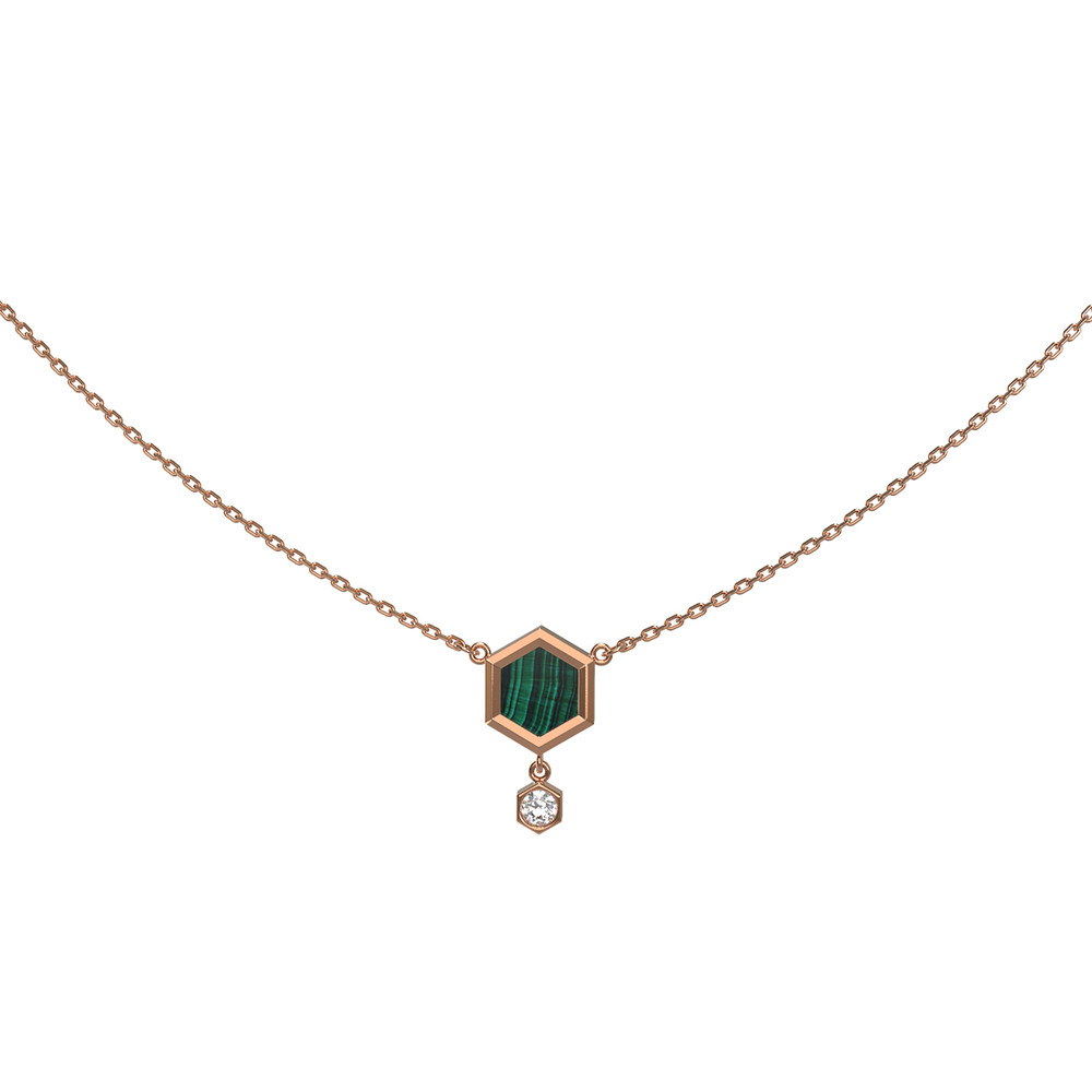 Колье из золота c бриллиантами и малахитом