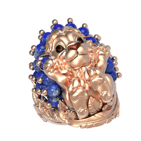 Кольцо из золота c эмаль и лазуритом