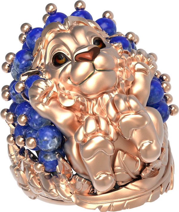 Кольцо из золота c эмаль и лазуритом