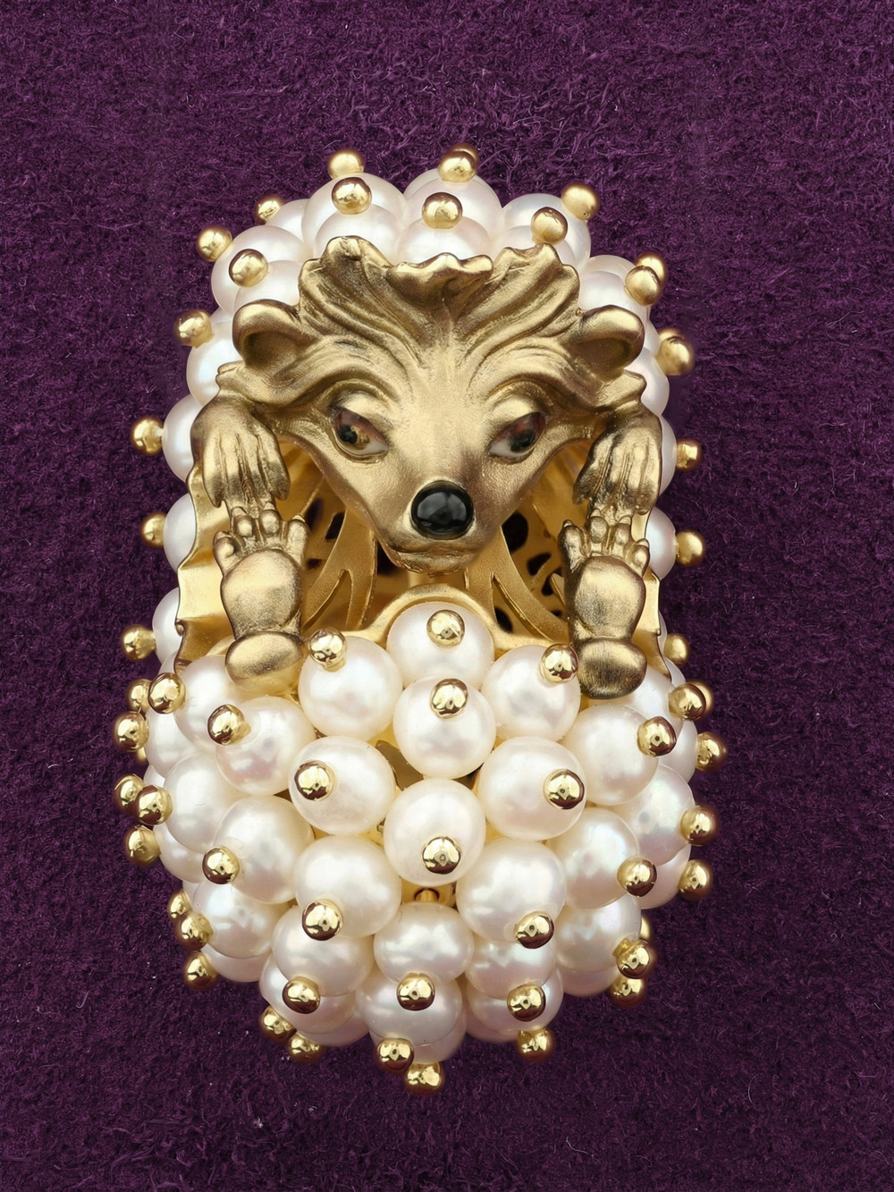 Подвеска из лимонного золота c эмаль и жемчугом