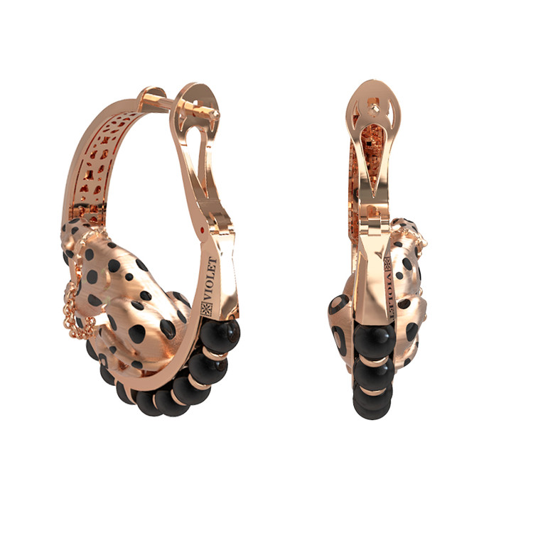 Серьги из золота c эмаль и ониксом