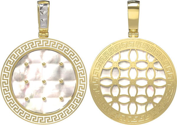 Подвеска из лимонного золота c эмаль и перламутром