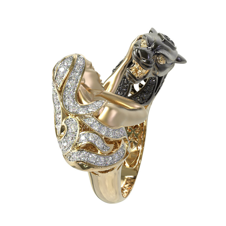 Кольцо из лимонного золота c фианитом