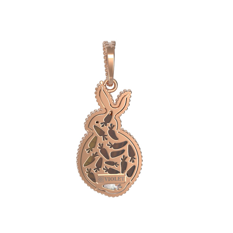 Подвеска из золота c эмаль , тигровым глазом и перламутром